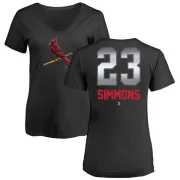 Ted Simmons Women's St. Louis Cardinals Midnight Mascot V-Neck T-Shirt - Black