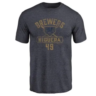 Teddy Higuera Milwaukee Brewers Base Runner Tri-Blend T-Shirt - Navy