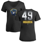 Teddy Higuera Women's Milwaukee Brewers Midnight Mascot V-Neck T-Shirt - Black