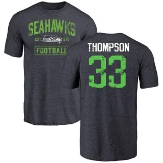 Tedric Thompson Seattle Seahawks Navy Distressed Name & Number Tri-Blend T-Shirt