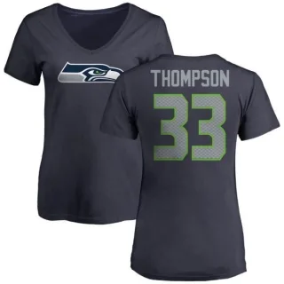 Tedric Thompson Women's Seattle Seahawks Name & Number Logo Slim Fit T-Shirt - Navy