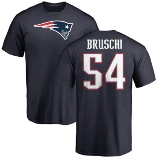 Tedy Bruschi New England Patriots Name & Number Logo T-Shirt - Navy