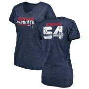 Tedy Bruschi Women's New England Patriots Retro Tri-Blend V-Neck T-Shirt - Navy