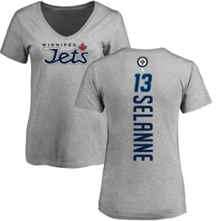 Teemu Selanne Women's Winnipeg Jets Backer T-Shirt - Ash