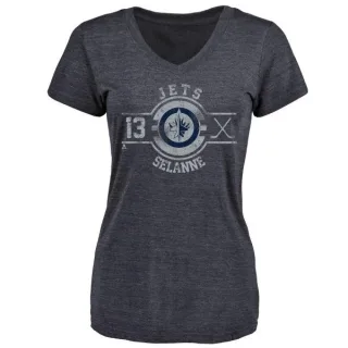 Teemu Selanne Women's Winnipeg Jets Insignia Tri-Blend T-Shirt - Navy