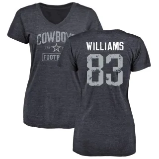 Terrance Williams Women's Dallas Cowboys Distressed Name & Number Tri-Blend V-Neck T-Shirt - Navy