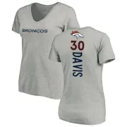 Terrell Davis Women's Denver Broncos Backer V-Neck T-Shirt - Ash