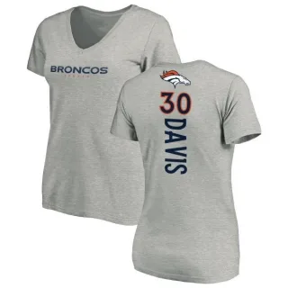 Terrell Davis Women's Denver Broncos Backer V-Neck T-Shirt - Ash