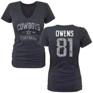 Terrell Owens Women's Dallas Cowboys Name & Number Tri-Blend T-Shirt - Navy