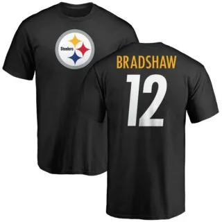 Terry Bradshaw Pittsburgh Steelers Name & Number Logo T-Shirt - Black