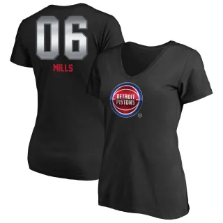 Terry Mills Women's Detroit Pistons Black Midnight Mascot T-Shirt