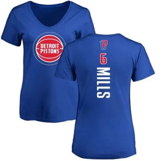 Terry Mills Women's Detroit Pistons Royal Backer T-Shirt