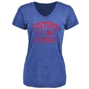 Terry Mills Women's Detroit Pistons Royal Baseline Tri-Blend T-Shirt