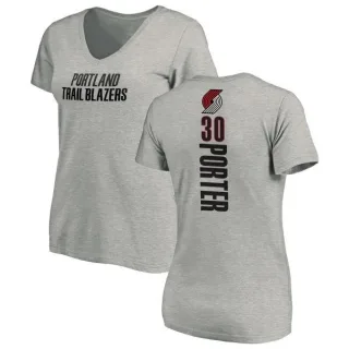 Terry Porter Women's Portland Trail Blazers Ash Backer T-Shirt