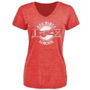 Terry Sawchuk Women's Detroit Red Wings Insignia Tri-Blend T-Shirt - Red