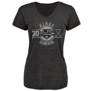 Terry Sawchuk Women's Los Angeles Kings Insignia Tri-Blend T-Shirt - Black