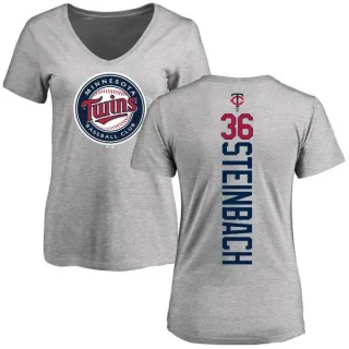 Terry Steinbach Women's Minnesota Twins Backer Slim Fit T-Shirt - Ash