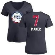 Thon Maker Women's Detroit Pistons Navy Name and Number Banner Wave V-Neck T-Shirt