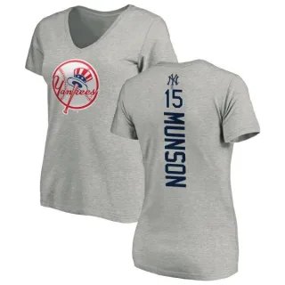 Thurman Munson Women's New York Yankees Backer Slim Fit T-Shirt - Ash