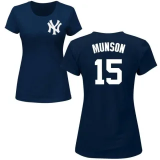 Thurman Munson Women's New York Yankees Name & Number T-Shirt - Navy