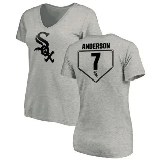 Tim Anderson Women's Chicago White Sox RBI Slim Fit V-Neck T-Shirt - Heathered Gray