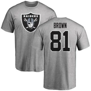 Tim Brown Oakland Raiders Name & Number Logo T-Shirt - Ash