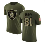 Tim Brown Oakland Raiders Olive Salute to Service Legend T-Shirt