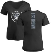 Tim Brown Women's Oakland Raiders Backer Slim Fit T-Shirt - Black