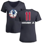 Tim Hardaway Jr. Women's Dallas Mavericks Navy Name and Number Banner Wave V-Neck T-Shirt