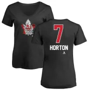 Tim Horton Women's Toronto Maple Leafs Name and Number Banner Wave V-Neck T-Shirt - Black