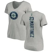 Tino Martinez Women's Seattle Mariners Backer Slim Fit T-Shirt - Ash