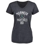 Tino Martinez Women's Seattle Mariners Base Runner Tri-Blend T-Shirt - Navy