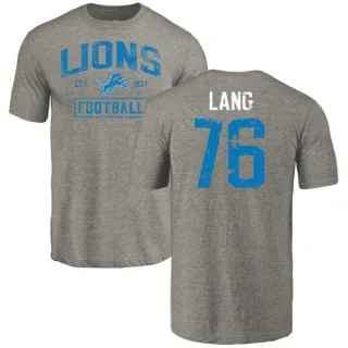 T.J. Lang Detroit Lions Gray Distressed Name & Number Tri-Blend T-Shirt