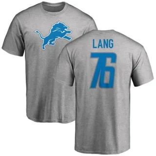 T.J. Lang Detroit Lions Name & Number Logo T-Shirt - Ash