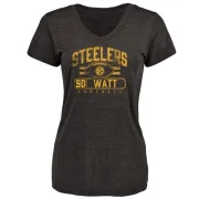 T.J. Watt Women's Pittsburgh Steelers Flanker Tri-Blend T-Shirt - Black