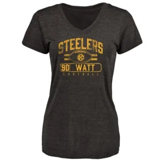 T.J. Watt Women's Pittsburgh Steelers Flanker Tri-Blend T-Shirt - Black