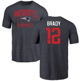 Tom Brady New England Patriots Navy Distressed Name & Number Tri-Blend T-Shirt