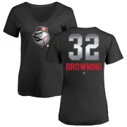 Tom Browning Women's Cincinnati Reds Midnight Mascot V-Neck T-Shirt - Black