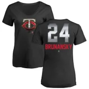 Tom Brunansky Women's Minnesota Twins Midnight Mascot V-Neck T-Shirt - Black