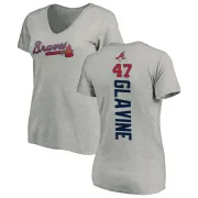 Tom Glavine Women's Atlanta Braves Backer Slim Fit T-Shirt - Ash