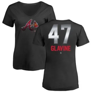 Tom Glavine Women's Atlanta Braves Midnight Mascot V-Neck T-Shirt - Black