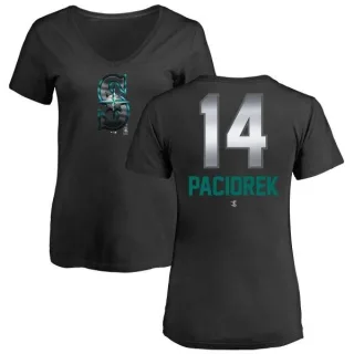 Tom Paciorek Women's Seattle Mariners Midnight Mascot V-Neck T-Shirt - Black