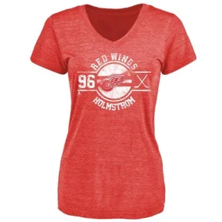 Tomas Holmstrom Women's Detroit Red Wings Insignia Tri-Blend T-Shirt - Red