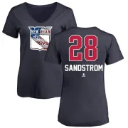 Tomas Sandstrom Women's New York Rangers Name and Number Banner Wave V-Neck T-Shirt - Navy