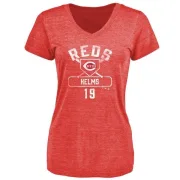 Tommy Helms Women's Cincinnati Reds Base Runner Tri-Blend T-Shirt - Red