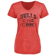 Toni Kukoc Women's Chicago Bulls Red Baseline Tri-Blend T-Shirt