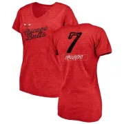 Toni Kukoc Women's Chicago Bulls Red Sideline Tri-Blend V-Neck T-Shirt