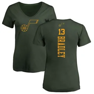 Tony Bradley Women's Utah Jazz Green One Color Backer Slim-Fit V-Neck T-Shirt