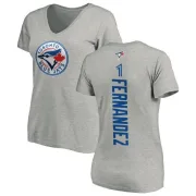 Tony Fernandez Women's Toronto Blue Jays Backer Slim Fit T-Shirt - Ash