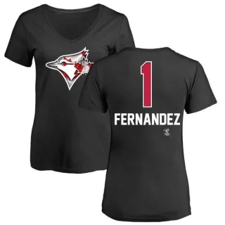 Tony Fernandez Women's Toronto Blue Jays Name and Number Banner Wave V-Neck T-Shirt - Black